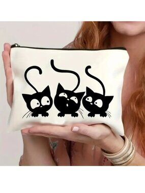 Cat Cosmetic Bag Makeup Clutch Pouch Travel Kitty Stylish Storage Funny Cute